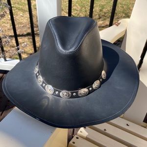 Henschel black leather western style hat
